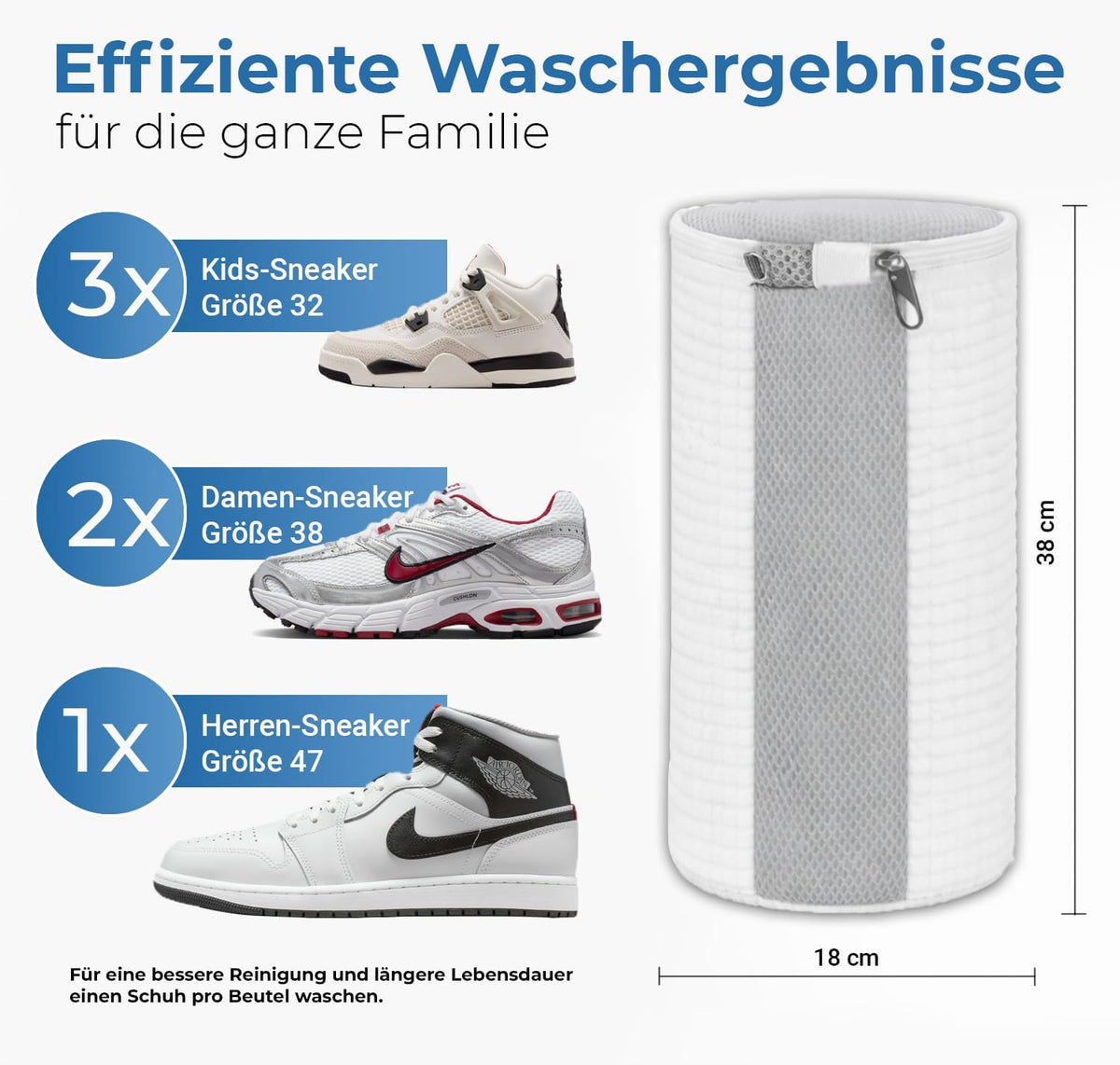 Schuhwaschbeutel 2er-Set mit Schuhspanner